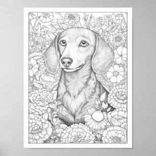 Schattige Dachshund Dog Kleurend Poster