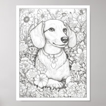 Schattige Dachshund Dog Kleurend Poster
