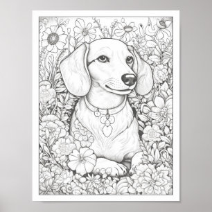 Schattige Dachshund Dog Kleurend Poster