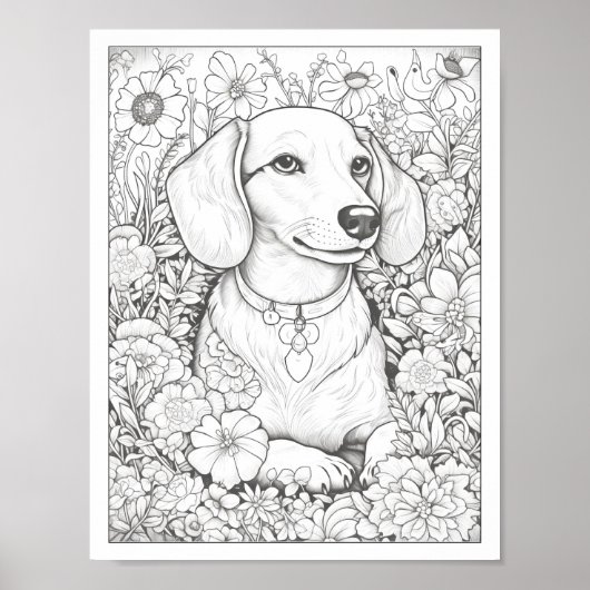 Schattige Dachshund Dog Kleurend Poster (Voorkant)