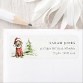 Schattige Dachshund Dog Waterverf Kerstmis Adres Etiket (Insitu)