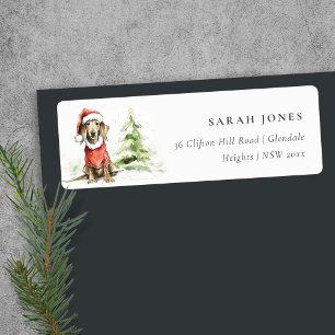 Schattige Dachshund Dog Waterverf Kerstmis Adres Etiket