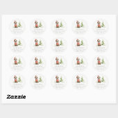 Schattige Dachshund Dog Waterverf Kerstmis Adres Ronde Sticker (Vel)