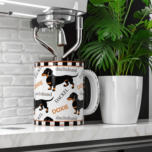 Schattige Dachshund Doxie Zwart en Tan Pattern Koffiemok
