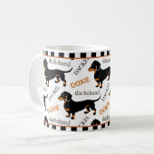 Schattige Dachshund Doxie Zwart en Tan Pattern Koffiemok (Voorkant links)