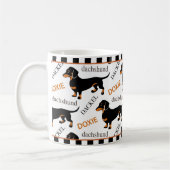 Schattige Dachshund Doxie Zwart en Tan Pattern Koffiemok (Links)