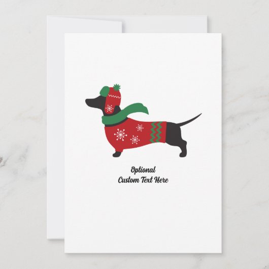 Schattige Dachshund Dragen Sweater Christmas Kaart (Voorkant)