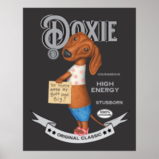 Schattige Dachshund Dragen top Shorts en hoge hakk Poster