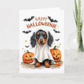 Schattige Dachshund Halloween Kaart (Voorkant)