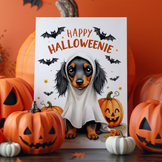 Schattige Dachshund Halloween Kaart