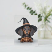Schattige Dachshund Heks Feestdagenkaart (Staand voorkant)