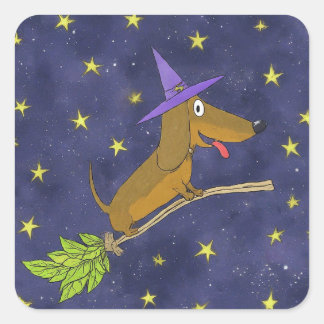 Schattige Dachshund Heks Vierkante Sticker