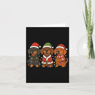 Schattige Dachshund Honden Kerst Lichtjes Kerstman Kaart