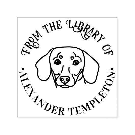 Schattige Dachshund Hondengezicht "Uit de Biblioth Zelfinktende Stempel (Design)