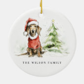 Schattige Dachshund Hondenharige en Bright Christm Keramisch Ornament (Achterkant)