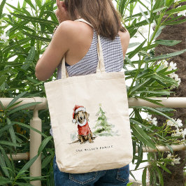 Schattige Dachshund Hondenharige en Bright Christm Tote Bag