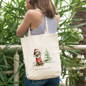Schattige Dachshund Hondenharige en Bright Christm Tote Bag