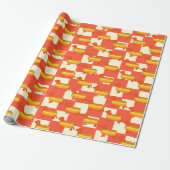 Schattige Dachshund Hot Dog Cadeaupapier (Uitgerold)