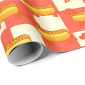 Schattige Dachshund Hot Dog Cadeaupapier (Rol Hoek)