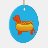 Schattige Dachshund Hot Dog Keramisch Ornament (Rechts)