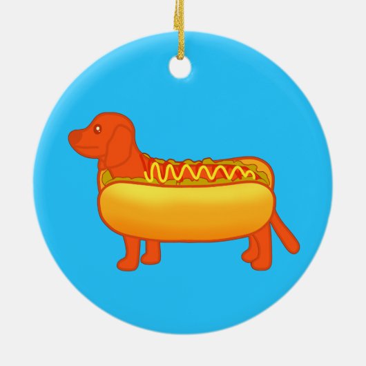 Schattige Dachshund Hot Dog Keramisch Ornament (Achterkant)