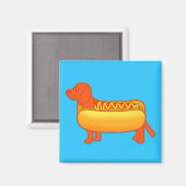Schattige Dachshund Hot Dog Magneet (Voorkant / Achterkant)