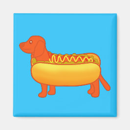 Schattige Dachshund Hot Dog Magneet