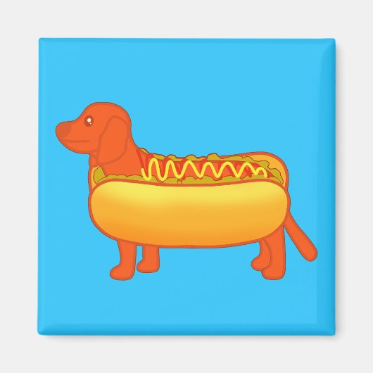 Schattige Dachshund Hot Dog Magneet (Voorkant)