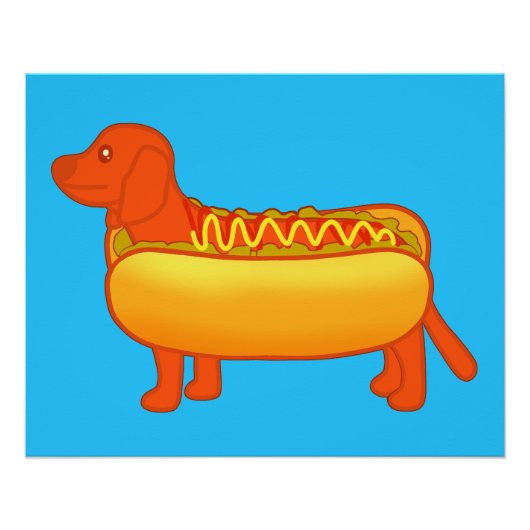 Schattige Dachshund Hot Dog Perfect Poster (Voorkant)