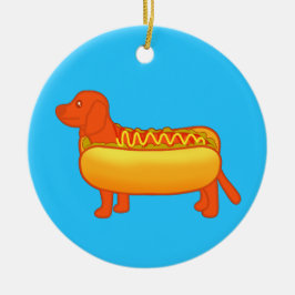 Schattige Dachshund Hotdog Keramisch Ornament