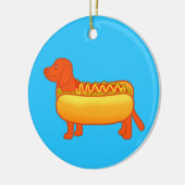 Schattige Dachshund Hotdog Keramisch Ornament (Links)
