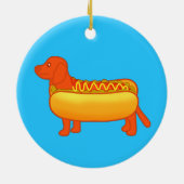 Schattige Dachshund Hotdog Keramisch Ornament (Achterkant)