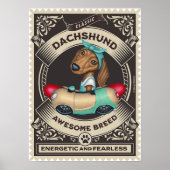 Schattige Dachshund in Worstvormige Auto Poster (Voorkant)