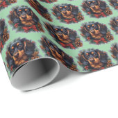 Schattige Dachshund Kerst cadeaupapier (Rol Hoek)