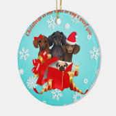 Schattige Dachshund Kerst Ornament (Links)