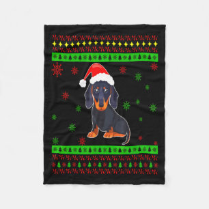Schattige Dachshund Lange Hond Moeder Prettig Kers Fleece Deken