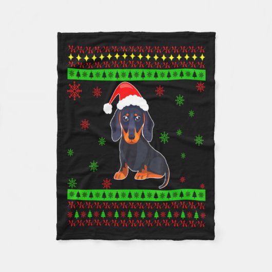 Schattige Dachshund Lange Hond Moeder Prettig Kers Fleece Deken (Voorkant)