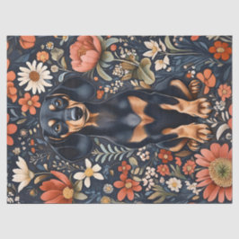 Schattige Dachshund Leuke Bloemen Decoupage Tissuepapier