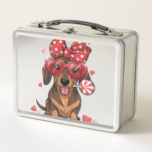 Schattige Dachshund Met Hart Bril En Stippen