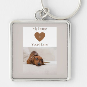 Schattige Dachshund Mijn Thuis Is Jouw Thuis Hond Sleutelhanger