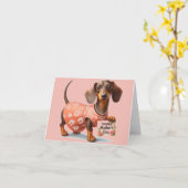 Schattige Dachshund Moederdag Kaart (Gele Bloem)