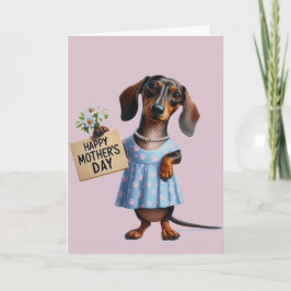 Schattige Dachshund Moederdag  Kaart