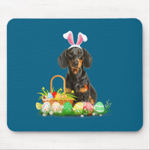 Schattige dachshund paasdag konijn eieren paas kos muismat