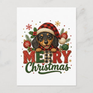 Schattige Dachshund Prettig Kerstfeest Feestdagenkaart