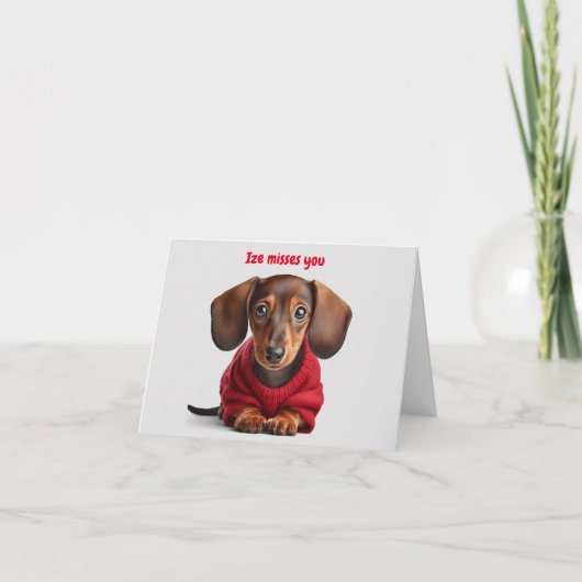 Schattige Dachshund Pup Kaart (Voorkant)