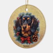 Schattige Dachshund Puppy Dog Christmas Ornament (Links)