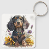 Schattige Dachshund Puppy Dog Sleutelhanger (Achterkant)