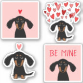 Schattige Dachshund Puppy Dog Valentijn Stickers (Voorkant)