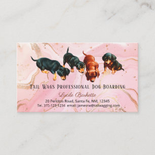 Schattige Dachshund Puppy Hondenpension Roze Goud Visitekaartje