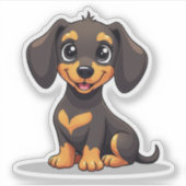 Schattige Dachshund Puppy – Pastel Sticker (Voorkant)